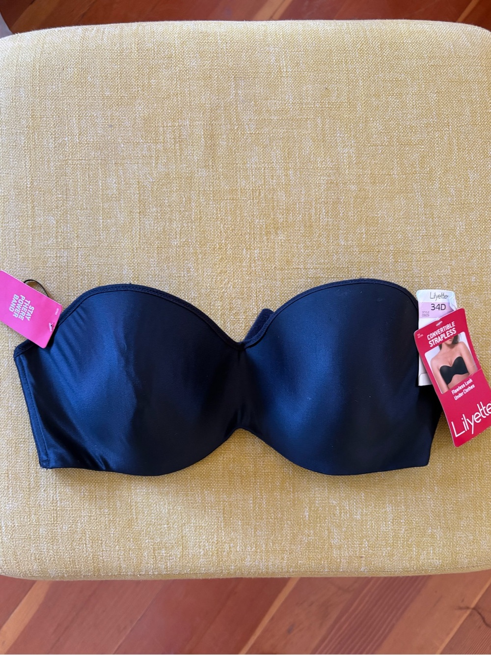 Lilyette Black Strapless Bandeau Bra
